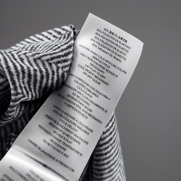 Michael Kors Dress 2X Black White Chevron Stretch Long‎ Sleeve Scoop Neck Zip - Picture 7 of 8